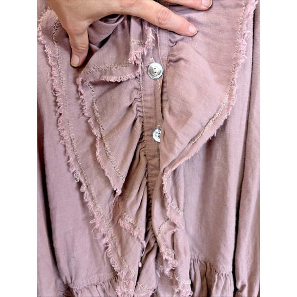 Magnolia Pearl Mauve Boho Ruffle Button Up Top / Jacket #1397 Size One Size - Picture 6 of 10